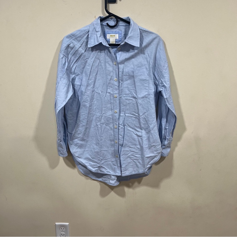NWT Maeve Anthropologie size XXS oversize blue button down shirt women’s